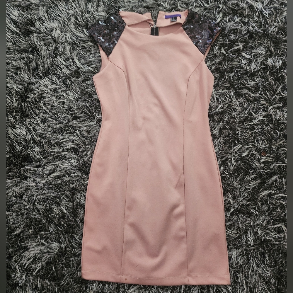 Elegant Pink Dress with Black Accents